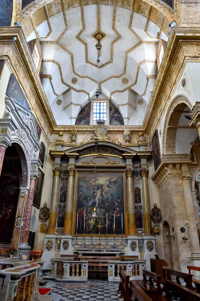 Interior Basilica Cathedral Agata 17Th Century May 2018 Gallipoli Salento — Φωτογραφία Αρχείου