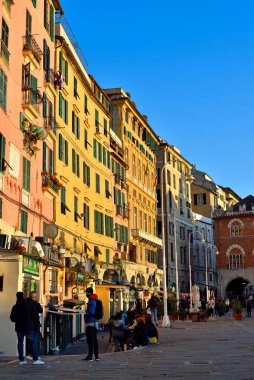 Caricamento Meydanı, Maddalena bölgesinde tarihi merkez 24 Mart 2021 Cenova İtalya