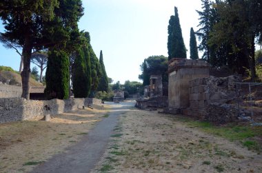 Antik Roma şehri Pompeii İtalya 'nın kalıntıları, MS 79 yılında Vesuvius' un patlaması sonrasında kül ile yok edildi ve gömüldü.