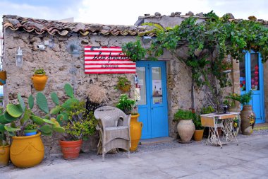 Sicilya 'nın güzel tarihi köyü Sicilya 26 Eylül 2018 Marzamemi İtalya 