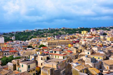 Sicilya İtalya 'nın Modica Panoraması