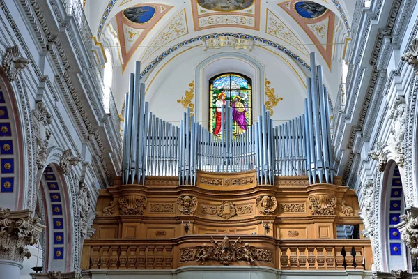 Interiér Katedrály Petra San Pietro Sicilském Barokním Stylu Září 2018 — Stock fotografie