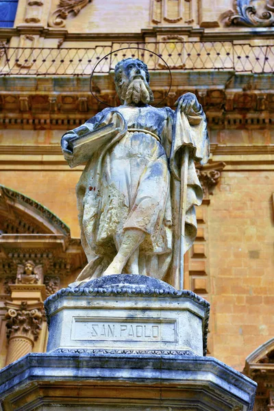 Statuen Vor Dem Petersdom Modica Sizilien Italien — Stockfoto