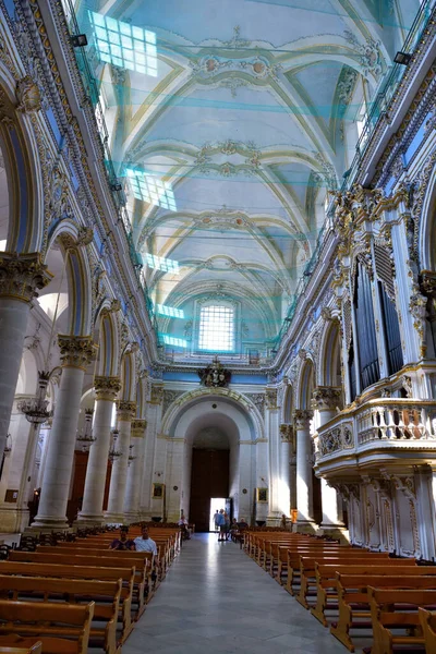 Dentro Catedral San Giorgio Iglesia Madre Ciudad Septiembre 2018 Modica —  Fotos de Stock