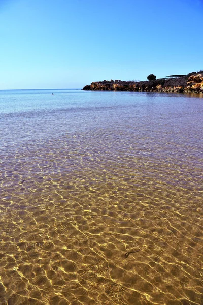 Zonsondergang Punta Braccetto Strand Ragusa Sicily Italië — Stockfoto