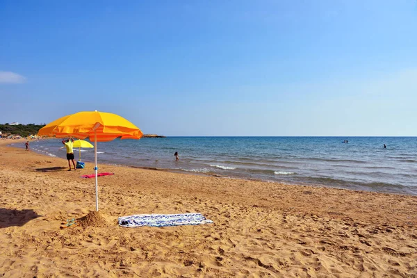 Sunset Punta Braccetto Beach Ragusa Sicily Italy — Stock Photo, Image