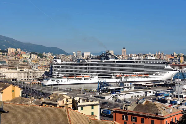 Panorama Del Porto Della Città Maggio 2021 Genova Italia — Foto Stock