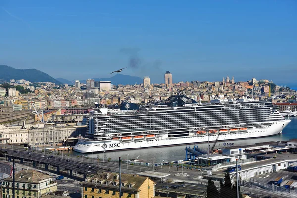 Panorama Del Porto Della Città Maggio 2021 Genova Italia — Foto Stock