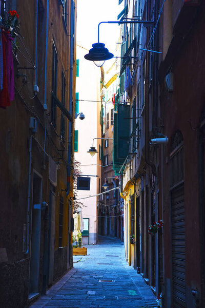 The narrow alleys of Genoa Italy