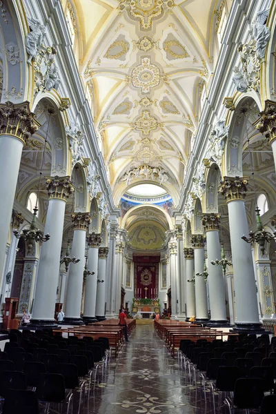 Interiér Katedrály San Giovanni Battista Postavené Roce 1694 Pozdně Barokním — Stock fotografie