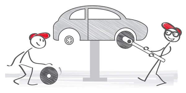 Changer de roue de voiture — Image vectorielle