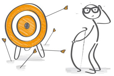 Stick figure try to hit a target clipart