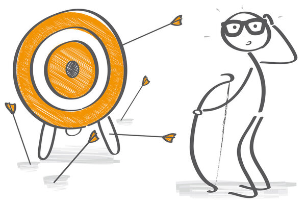 Stick figure try to hit a target