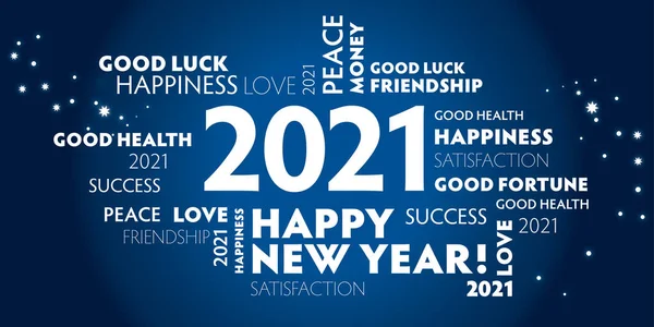 庆祝和节日装饰用明信片 2021年新年快乐 蓝色背景 — 图库矢量图片