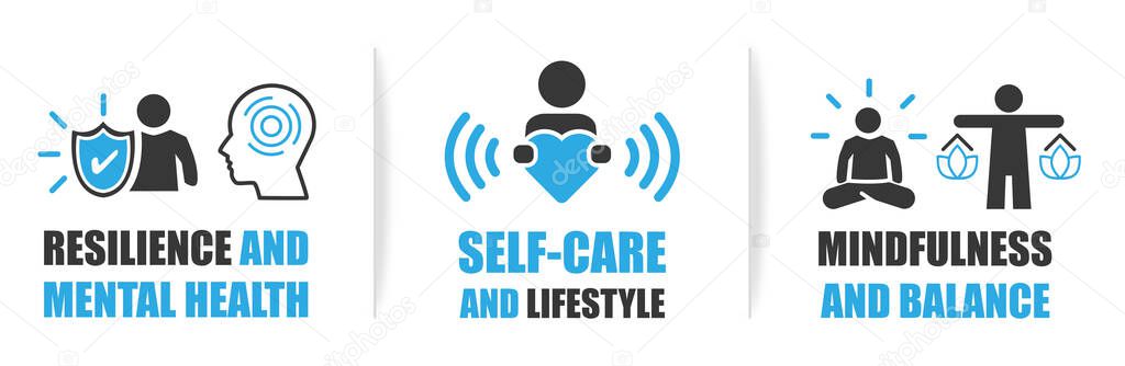resilience, mental health and self care vector illustration concept on white background