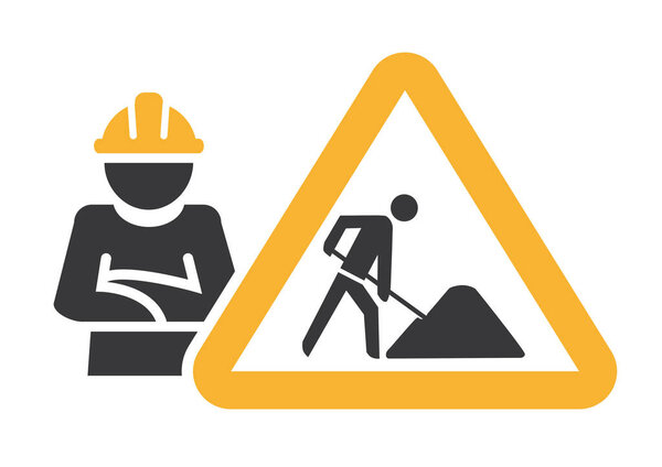 символ участка реконструкции и строительства - концепция векторной иллюстрации на белом фоне