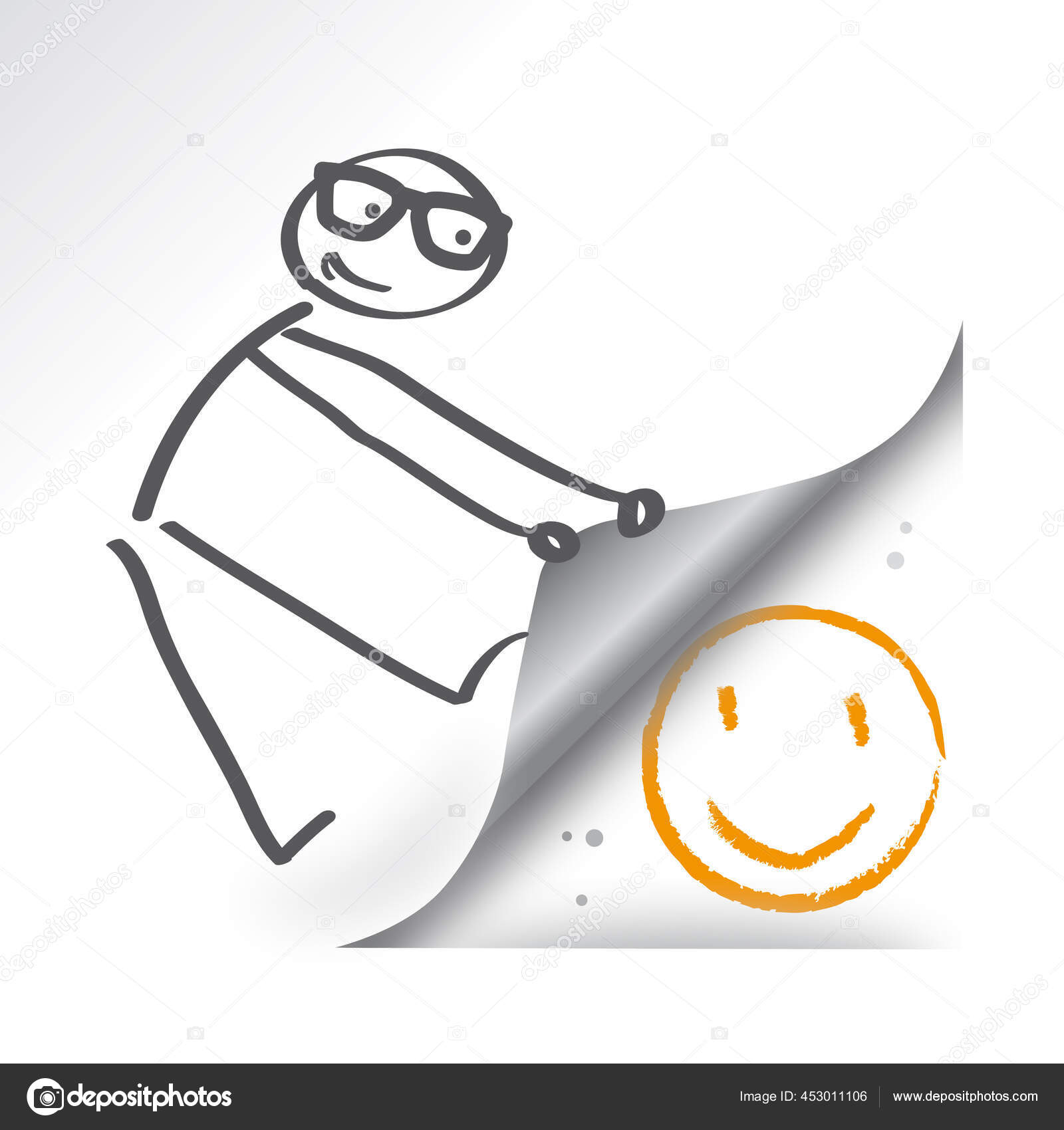 Stick Figure Smile Icon Template Design Smiling Emoticon Vector Illustration Stock Vector Image