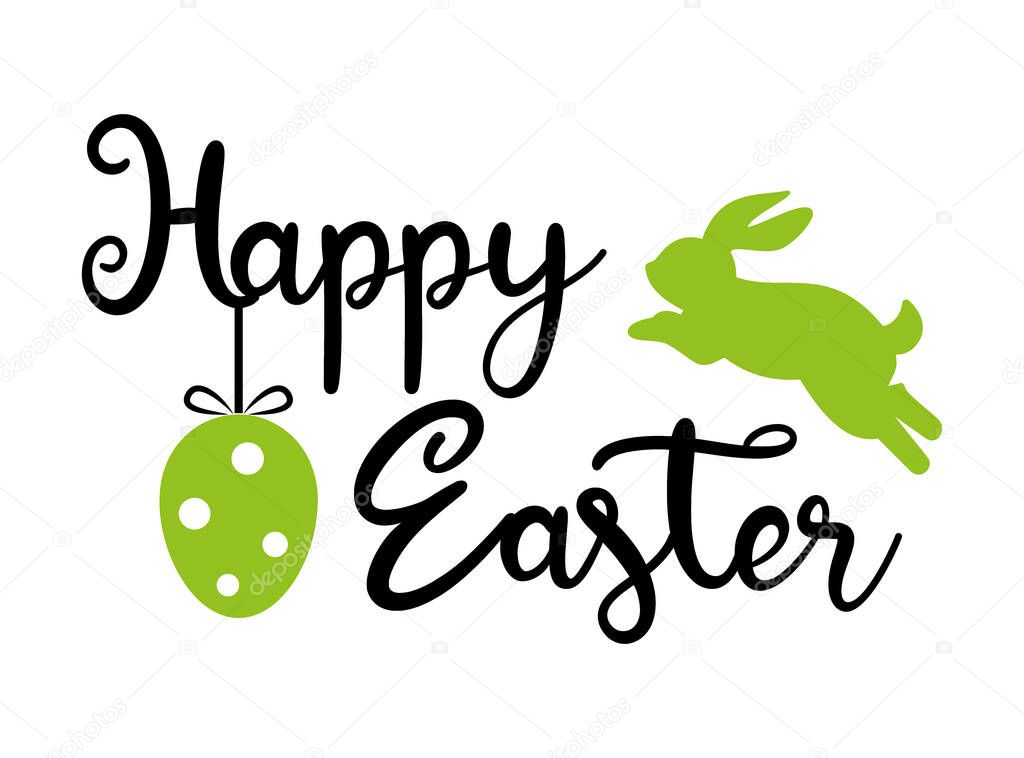 Easter banner template - Calligraphy lettering  with Easter bunny and Easter Eggs