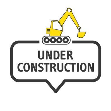 Yapım aşamasında. Konuşma balonu ikonu. Vektör çizimi konsepti. Beyaz arkaplanda izole