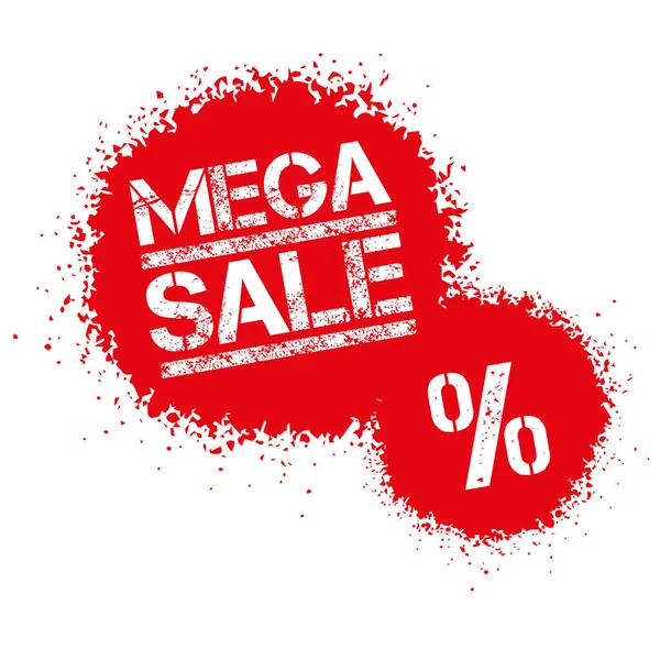 Mega Sale Banner Vector Illustration Red Spotted Graffiti Label White — Stock vektor