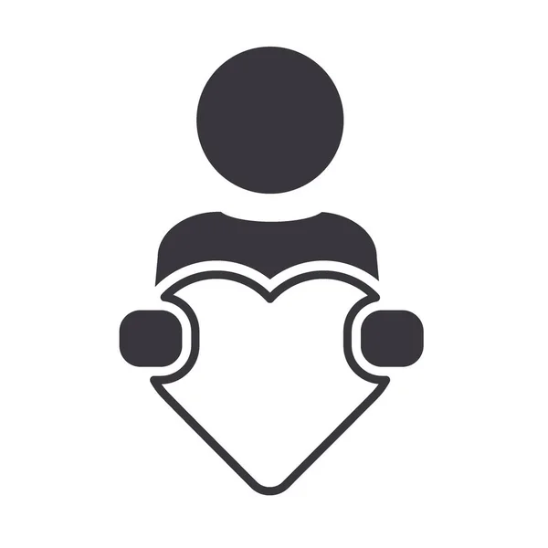Sadaka Destek Bağış Yardım Kalp Vektör Simgesi Işaret Beyaz Arkaplan — Stok Vektör