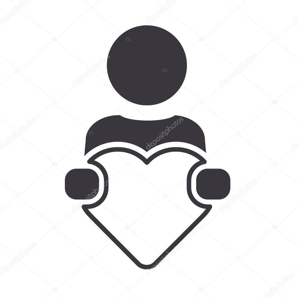 Charity, support, donate, help and heart - vector icon, sign, illustration on white background