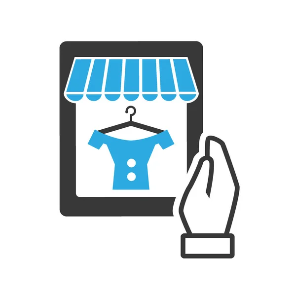 Ikonen För Online Shopping Handel Och Mode Skyltfönster Isolerad Vit — Stock vektor