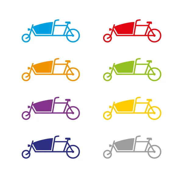 Conjunto Iconos Vectoriales Bicicleta Carga Diferentes Colores Sobre Fondo Blanco — Archivo Imágenes Vectoriales