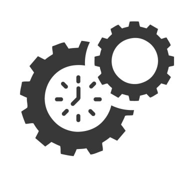 Zaman yönetimi, planlama, işleme ve zamanlamanın simgesi - Beyaz arkaplanda vektör simgesi