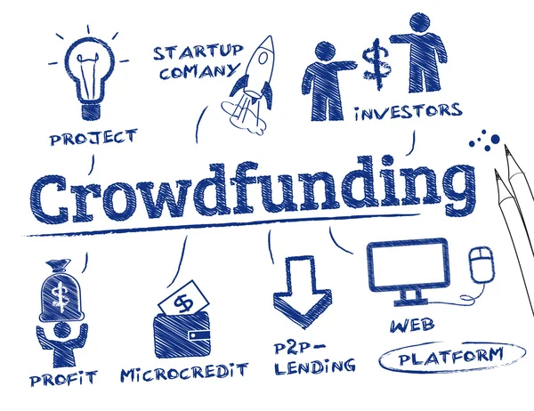 Concetto di crowdfunding — Vettoriale Stock