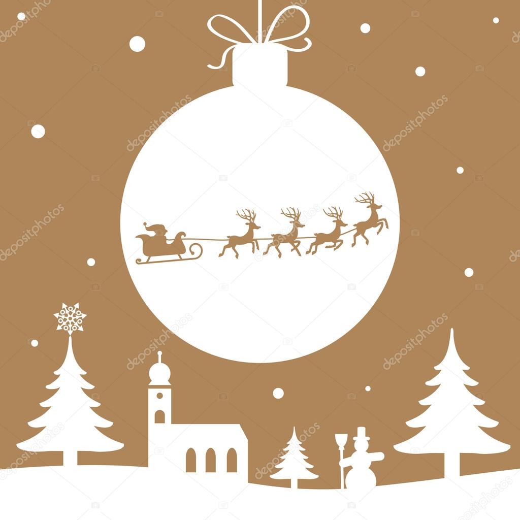silhouette - Christmas greeting card gold