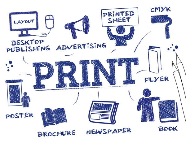 Skriva ut konceptet diagram — Stock vektor