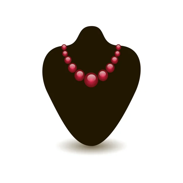 Красное ожерелье на черном манекене — стоковый вектор