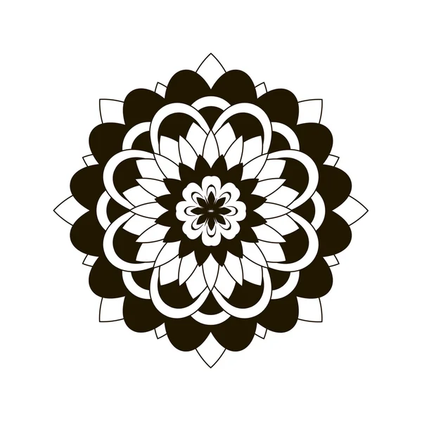 Patrón floral redondo blanco y negro — Archivo Imágenes Vectoriales