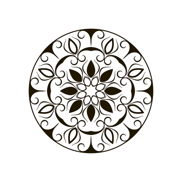 Patrón floral redondo blanco y negro — Vector de stock