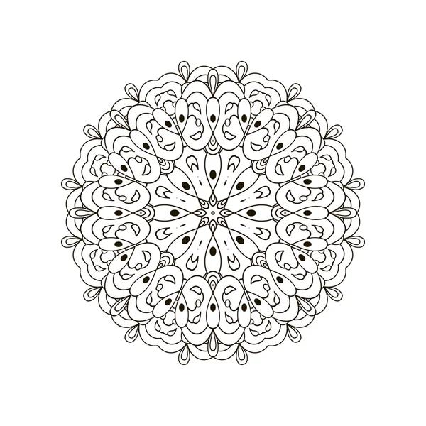 Patrón floral redondo blanco y negro — Archivo Imágenes Vectoriales