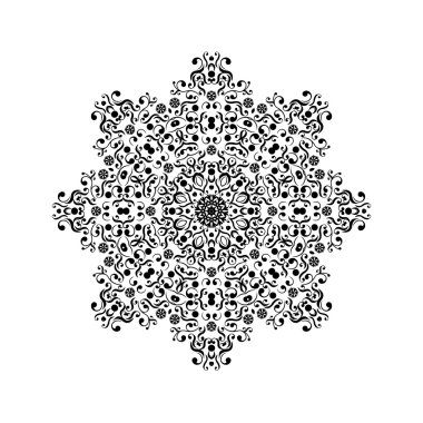 siyah yuvarlak dantel vektör süsleme