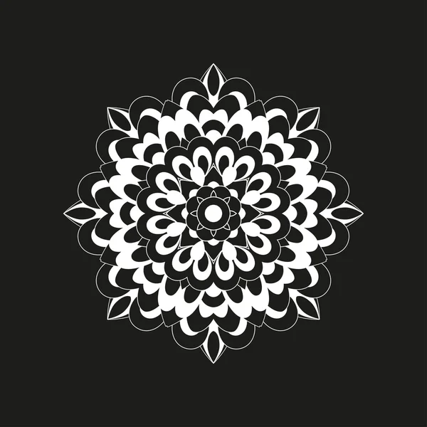 Decoración redonda blanca sobre fondo negro — Archivo Imágenes Vectoriales