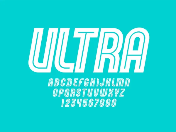 Модний білий ультра-шрифт, сучасний смугастий алфавіт, літери та цифри, Векторна ілюстрація 10eps — стоковий вектор