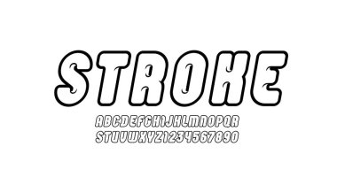 Şanslı siyah yazı tipi, çizgi film stili alfabe yuvarlak harfler ve rakamlar senin için tasarım, vektör illüstrasyonu