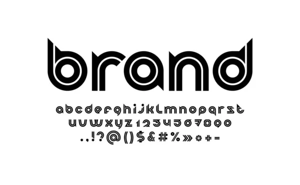 Цифровий Чорний Шрифт Закруглений Сучасний Алфавіт Модні Літери Від Числа — стоковий вектор