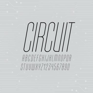 Yüksek ultra ince yazı tipi, yoğun uzun alfabe, büyük harf ve sayılar, vektör illüstrasyonu 10EPS