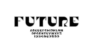 Moda siyah yazı tipi, zarif modern alfabe, harfler ve sayılar, vektör illüstrasyonu 10EPS