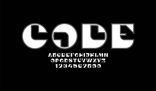 Модный белый шрифт, элегантный современный алфавит, буквы и цифры, векторная иллюстрация 10EPS