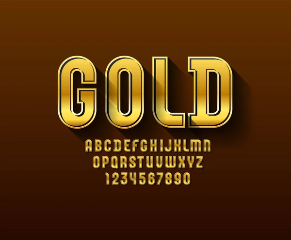 Golden Betűtípus Arany Csíkkal Trendi Elegáns Ábécé Modern Tömörített Betűk — Stock Vector
