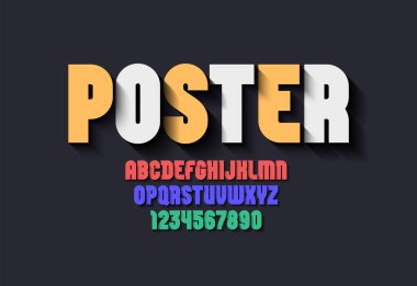 Orijinal ultra kalın yazı tipi, modaya uygun modern alfabe, harfler ve sayılar, vektör illüstrasyonu 10EPS