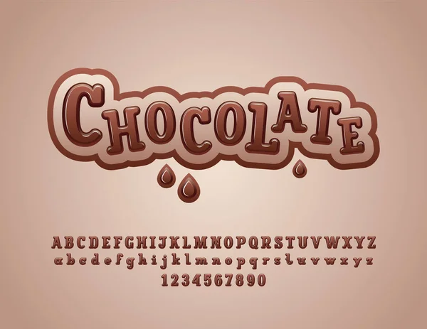 Schokolade Schrift Alphabet Cartoon Stil Platte Serifen Gerundet Groß Und — Stockvektor