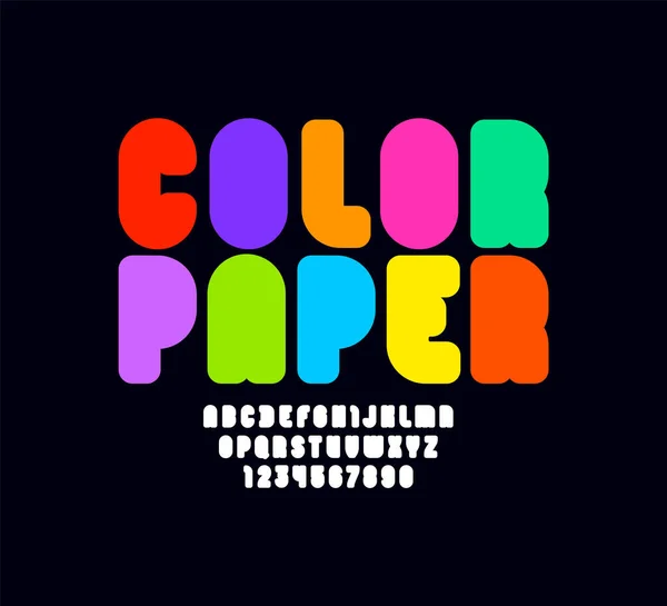 Круглый многоцветный шрифт, модный мультипликационный алфавит — стоковый вектор