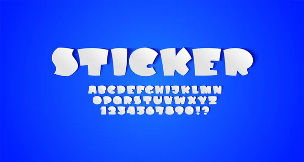 Paper Font Stripstijl Trendy Cartoon Wit Alfabet Vette Letters Cijfers — Stockvector