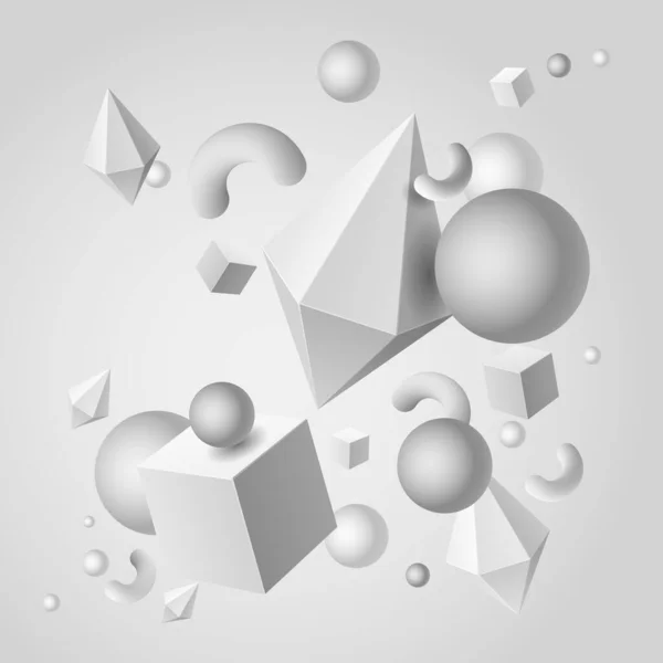 具有灰度几何3D形状的立方体 矢量图解10Eps图像的抽象背景 — 图库矢量图片